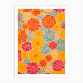 Marigold Floral Print Warm Tones2 Flower Art Print