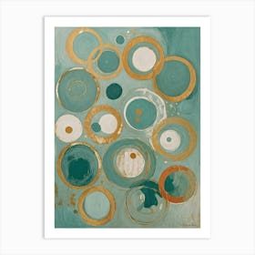 Teal And Gold Circles Art Print