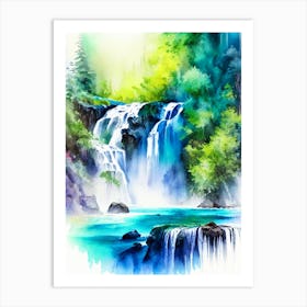 Kravice Waterfalls, Bosnia And Herzegovina Water Colour  (2) Art Print