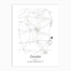 Geseke,Germany Minimalist Map Art Print