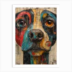 Dog On Wood Art Print