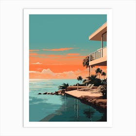 Abstract Illustration Of St Pete Beach Florida Orange Hues 1 Art Print