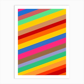 Rainbow Retro lines Pattern Art Print