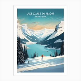 Poster Of Lake Louise Ski Resort   Alberta, Canada, Ski Resort Illustration 0 Art Print