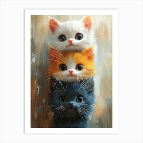 Cute Cats Stacked Together 3 Art Print