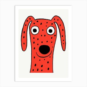 Red Polka Dot Dog Art Print