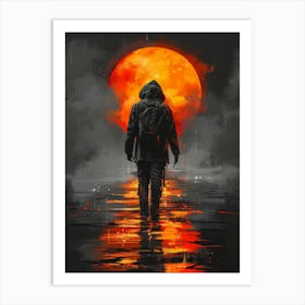 Man Walking In The Rain Art Print