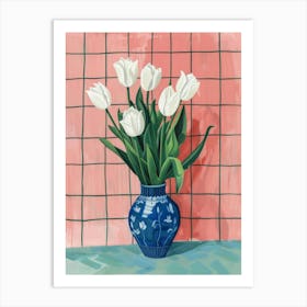 Tulips In A Blue Vase 1 Art Print