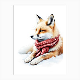 Arctic Fox Lying In Snow With A Fluffy Scarf Art Print