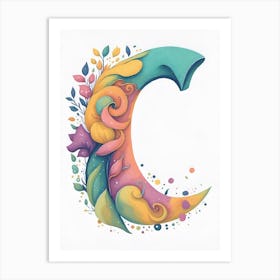 Colorful Letter C Illustration 50 Art Print