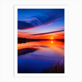 Sunset Over Lake Waterscape Photography 1 Art Print