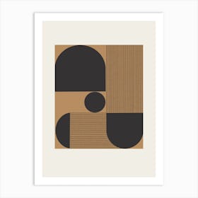 Mid century Geometric Composition, Minimalist Graphic design, Line and circle objects Art Print