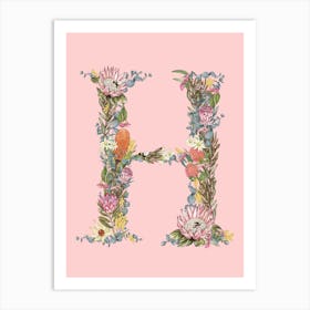 H Pink Alphabet Letter Art Print