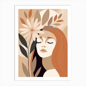 Bloom Body Woman Neutral Colours Boho Style 14 Art Print