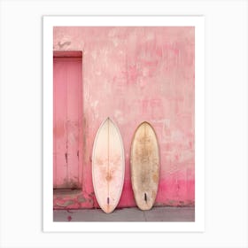 Surfboards Against Pink Wall Art Print