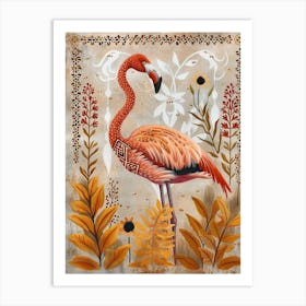 Greater Flamingo And Ginger Plants Boho Print 2 Art Print