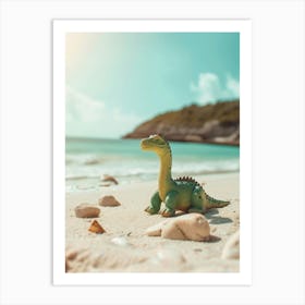 Pastel Toy Dinosaur Relaxing On The Beach Art Print