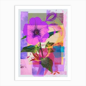 Petunia 3 Neon Flower Collage Art Print