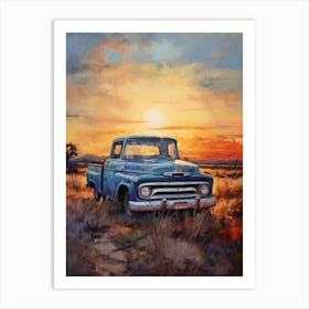 Old Truck At Sunset Art Print