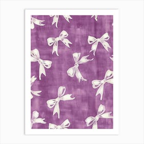 White And Purle Bows 3 Pattern Art Print