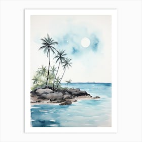 Watercolour Of Punaluu Beach   Hawaii Usa 1 Art Print
