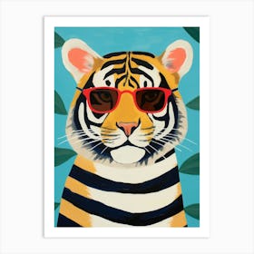 Little Bengal Tiger Wearing Sunglasses Art Print