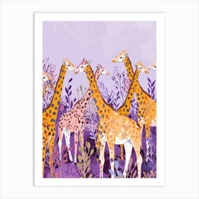 Herd Of Giraffes In The Wild Watercolour Style Illustration 5 Art Print