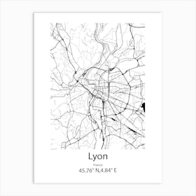 Lyon,France Minimalist Map Art Print