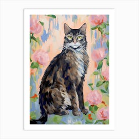 A Maine Coon Cat Painting, Impressionist Painting 4 Art Print