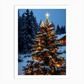 Christmas Tree In The Snow 10 Art Print