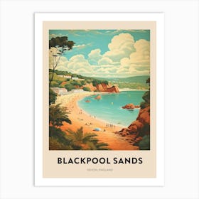 Devon Vintage Travel Poster Blackpool Sands Art Print