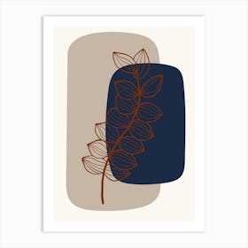 Abstract Shapes And Line Art Foliage 1 Art Print