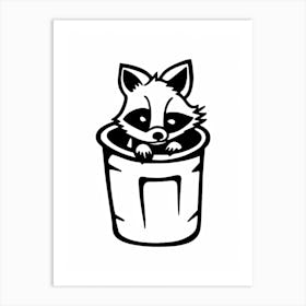 A Minimalist Line Art Piece Of A Cozumel Raccoon 1 Art Print