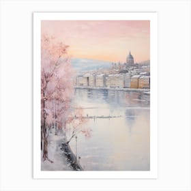 Dreamy Winter Painting Geneva Switzerland 1 Art Print