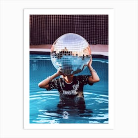 Woman Pool Disco Ball Fashion Photography 6 Art Print