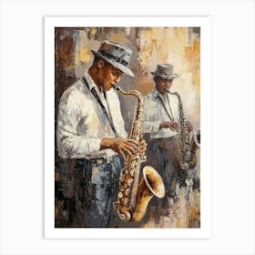 Stylish Jazz Band Playing Music. Saxophone Players Art Print