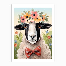 Baby Blacknose Sheep Flower Crown Bowties Animal Nursery Wall Art Print (29) Art Print