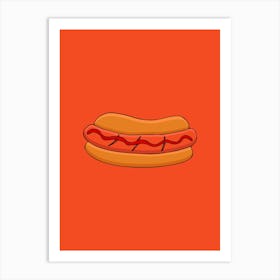 Hot Dog Illustration red Art Print
