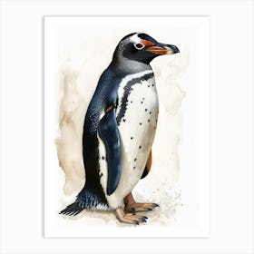 Humboldt Penguin Half Moon Island Watercolour Painting 4 Art Print