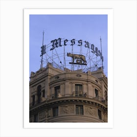 Il Messaggero Sign At Dusk Rome Italy Art Print