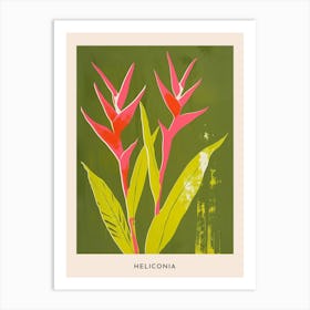 Pink & Green Heliconia 2 Flower Poster Art Print
