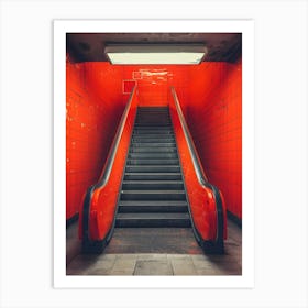 Red Escalator Art Print