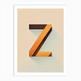 Z, Letter, Alphabet Retro Minimal 2 Art Print