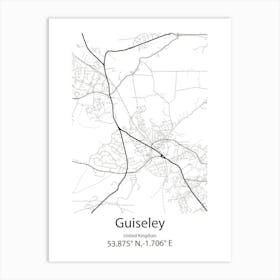 Guiseley,United Kingdom Minimalist Map Art Print