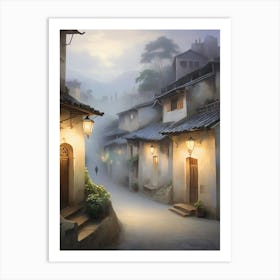 Village In The Mist 1 Art Print