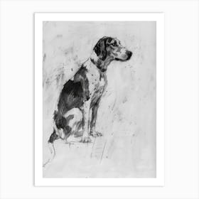 American Foxhound Dog Charcoal Line 2 Art Print