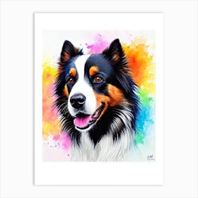 Border Collie Rainbow Oil Painting Dog Art Print