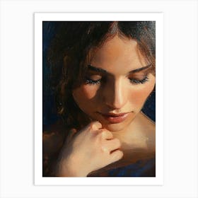 Woman With Her Eyes Closed Art Print