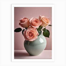 A Vase Of Pink Roses 37 Art Print