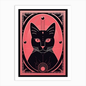 Strenght Tarot Card, Black Cat In Pink 2 Art Print